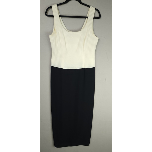 Patra Petite Full Length Two-Toned Beige/Black Sheath Dress 8P - Picture 1 of 9